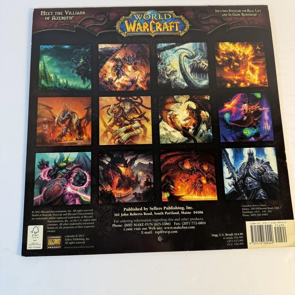 World Of Warcraft 2013 16 Month Wall Calendar‎ Blizzard Deathwing Lich King